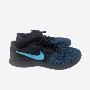 Nike Flex Contact Black Blue Running Shoes 908995-010 Womens 8.5